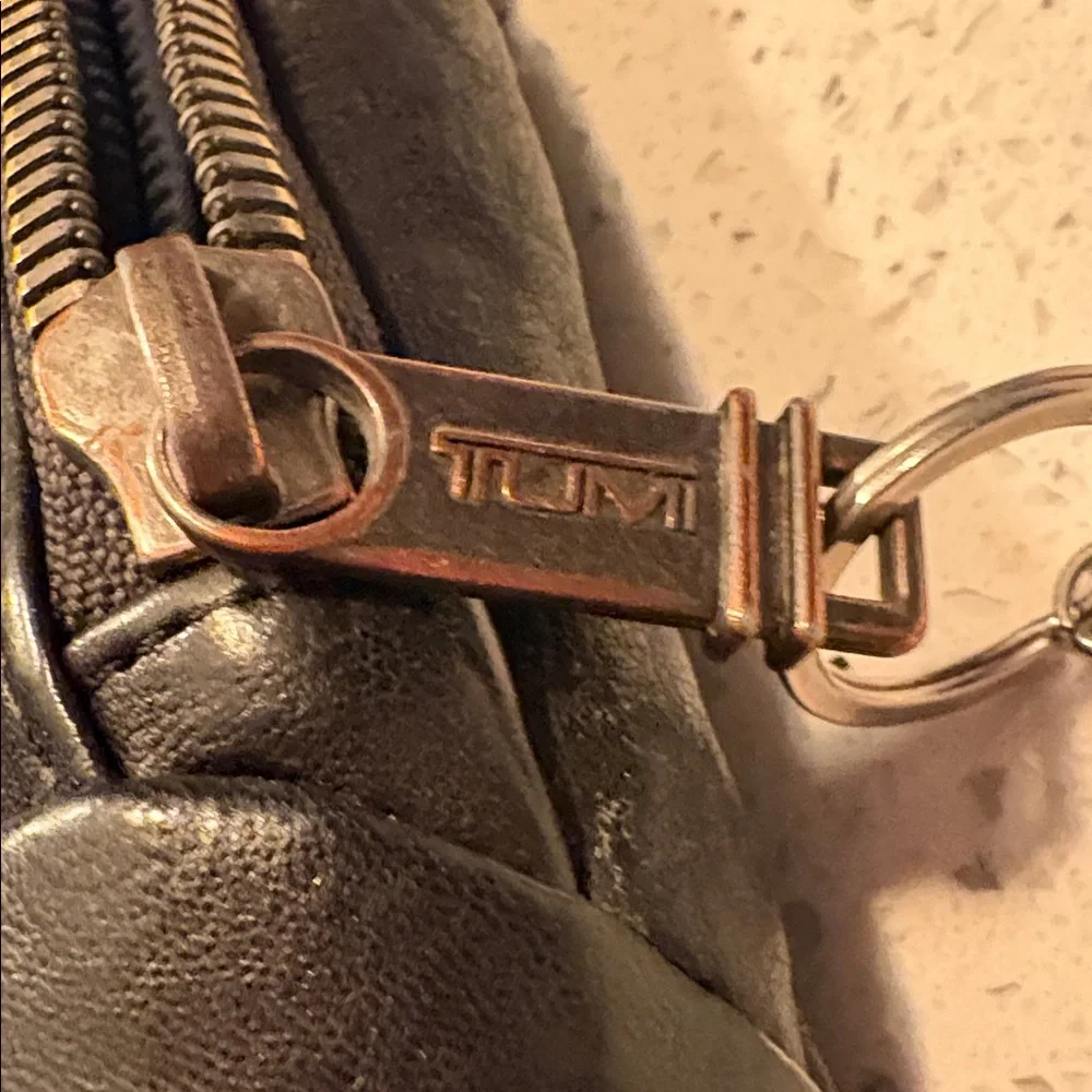 Tumi Black Leather Sling Belt Bag
